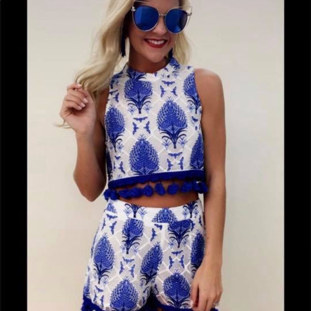 Blue & White Two Piece Set